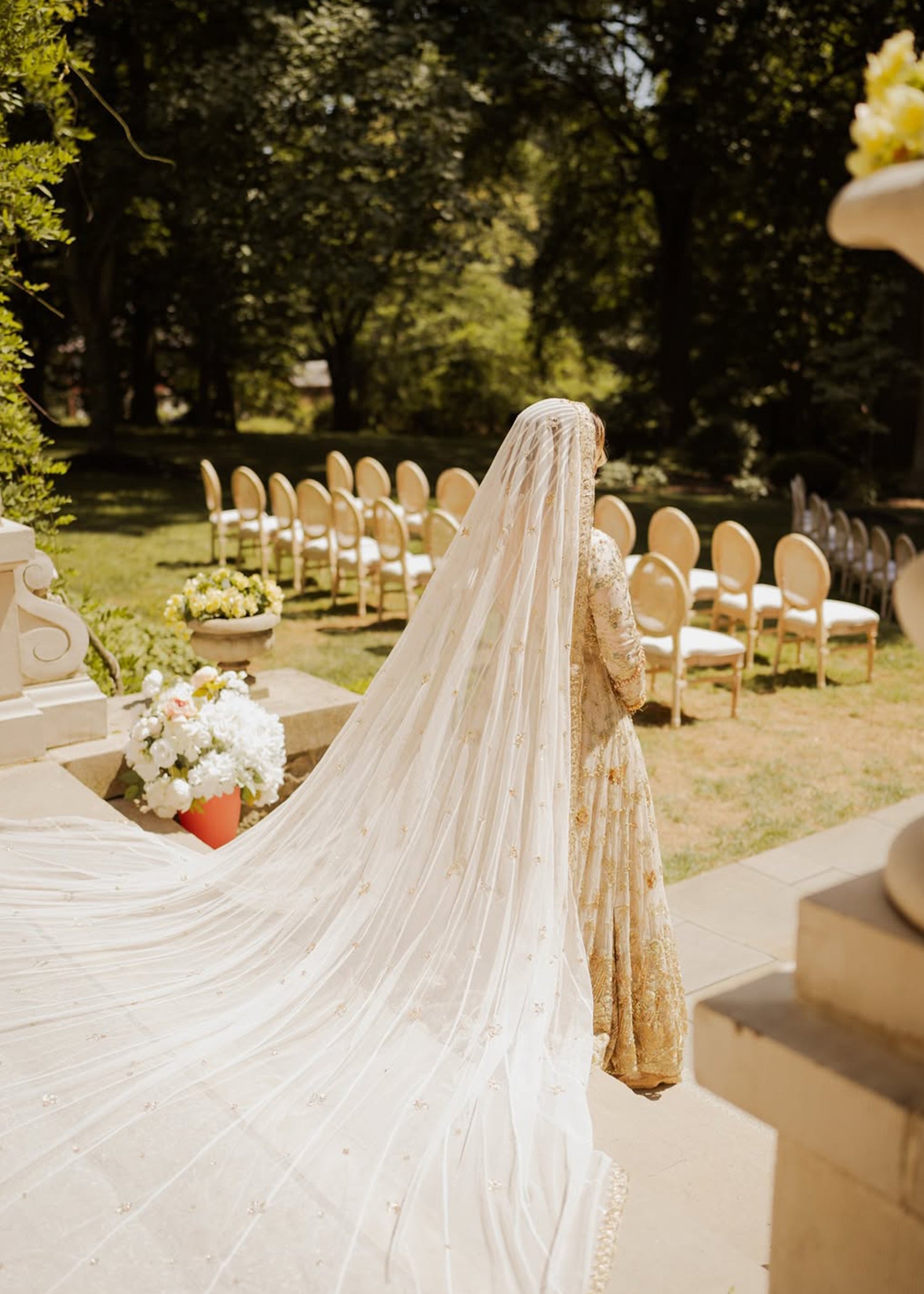 Ivory Gold Zardozi Silk-Blend Bridal Lehenga (3-Piece) - Image 6