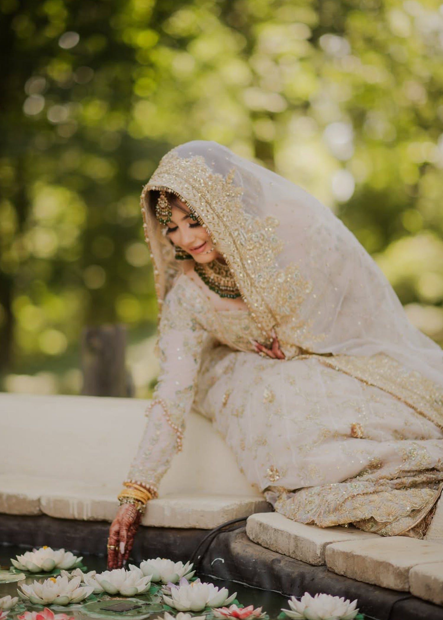 Ivory Gold Zardozi Silk-Blend Bridal Lehenga (3-Piece) - Image 7