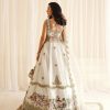 Ivory Dabka Embroidered Silk Bridal Lehenga (3-Piece) - Image 3