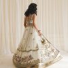 Ivory Dabka Embroidered Silk Bridal Lehenga (3-Piece) - Image 6