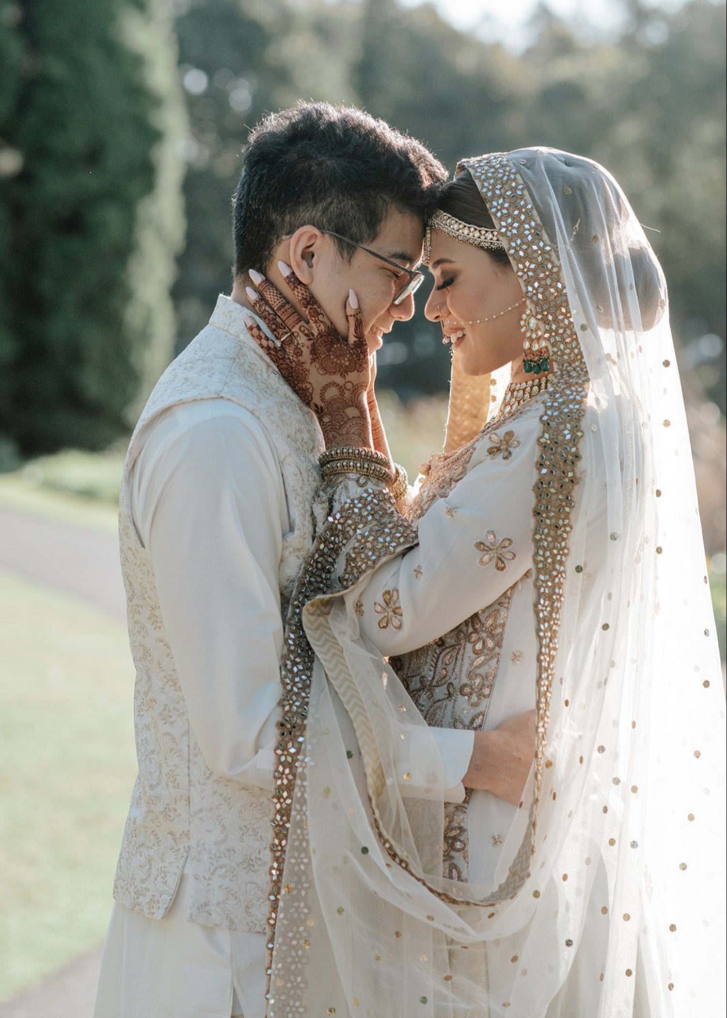 Ivory Gota Sequin Silk & Net Bridal Lehenga (3-Piece) - Image 1