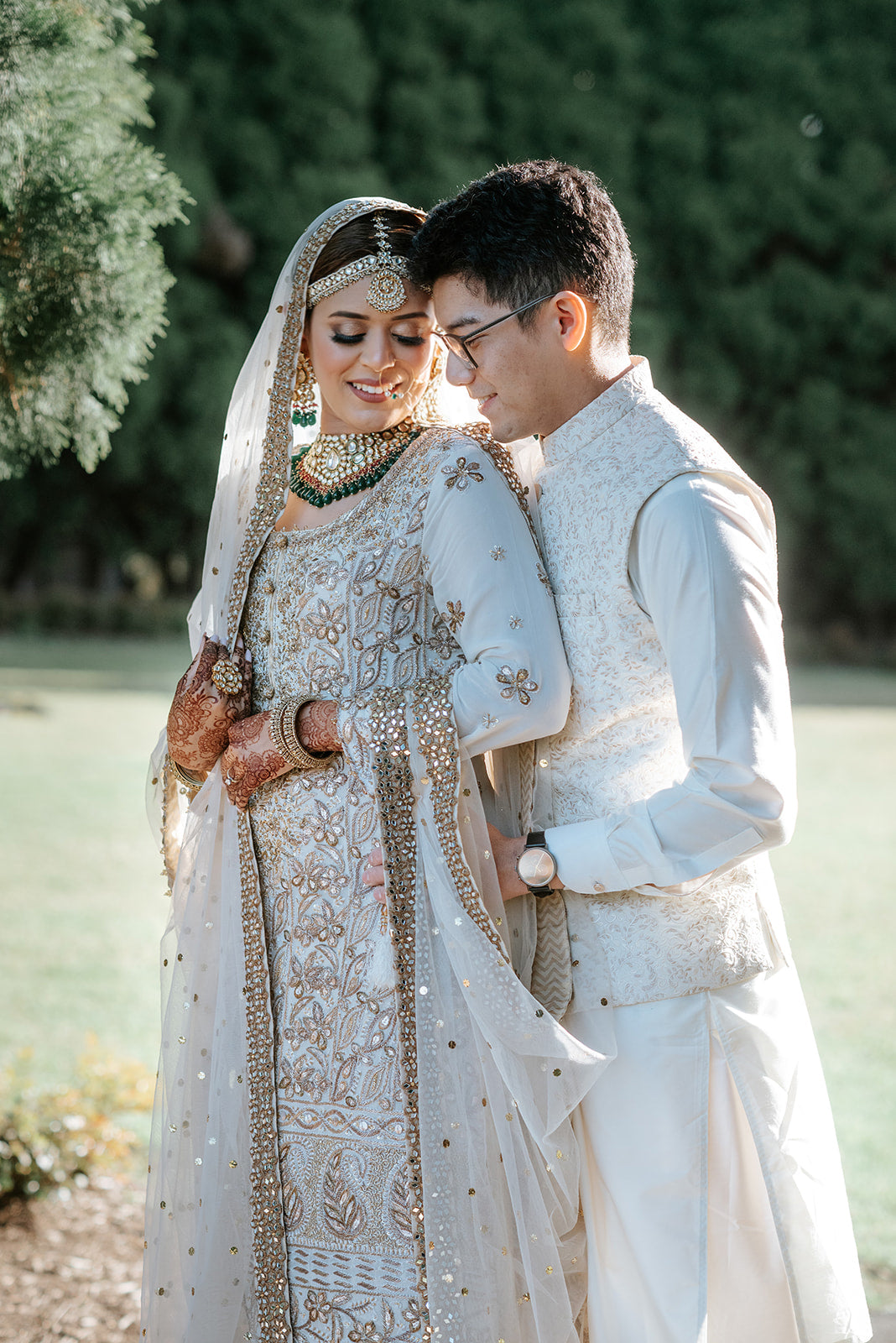 Ivory Gota Sequin Silk & Net Bridal Lehenga (3-Piece) - Image 2