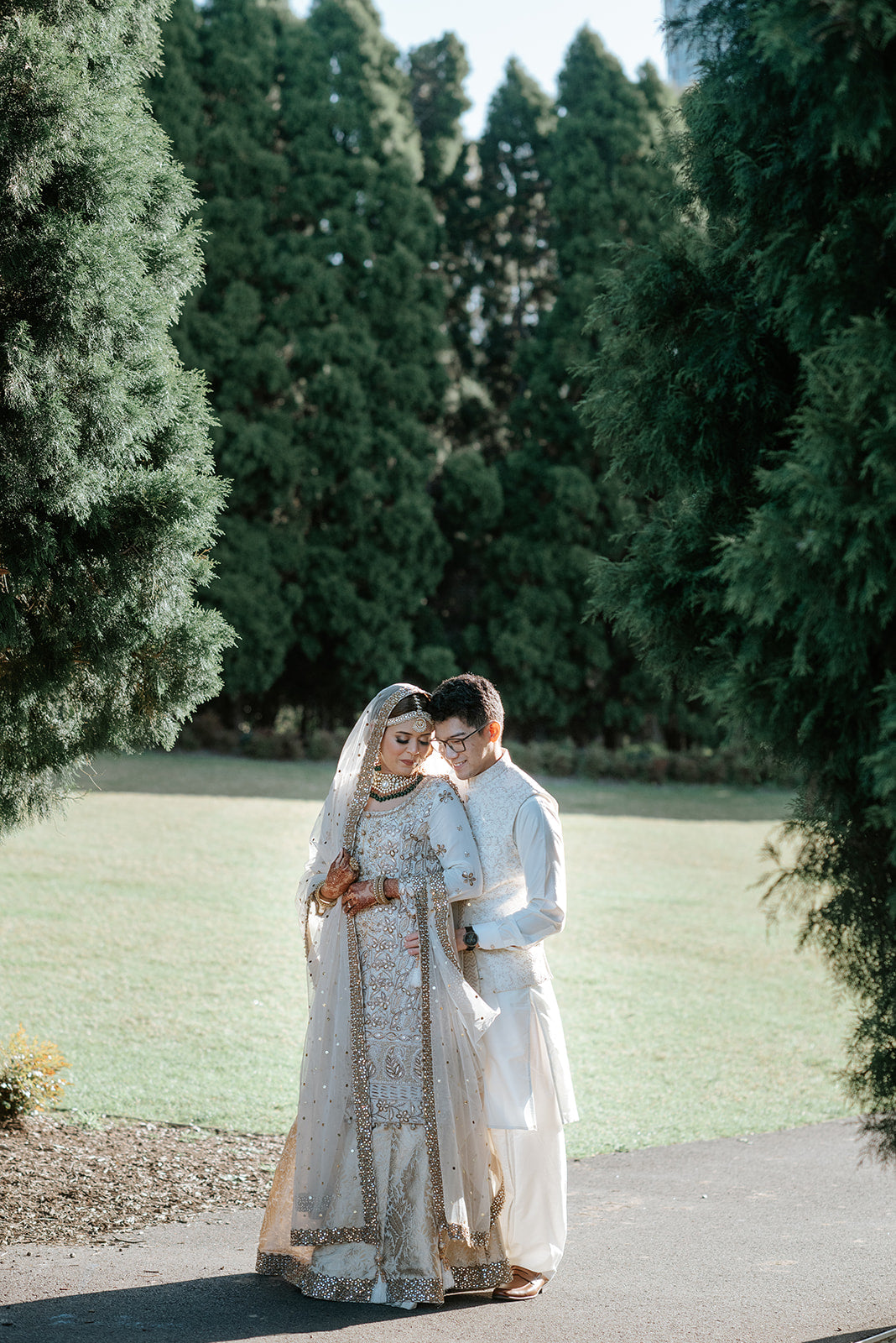 Ivory Gota Sequin Silk & Net Bridal Lehenga (3-Piece) - Image 4