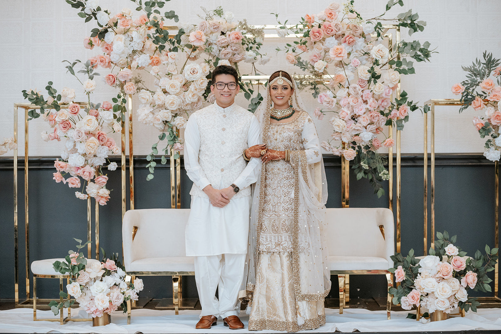 Ivory Gota Sequin Silk & Net Bridal Lehenga (3-Piece) - Image 5