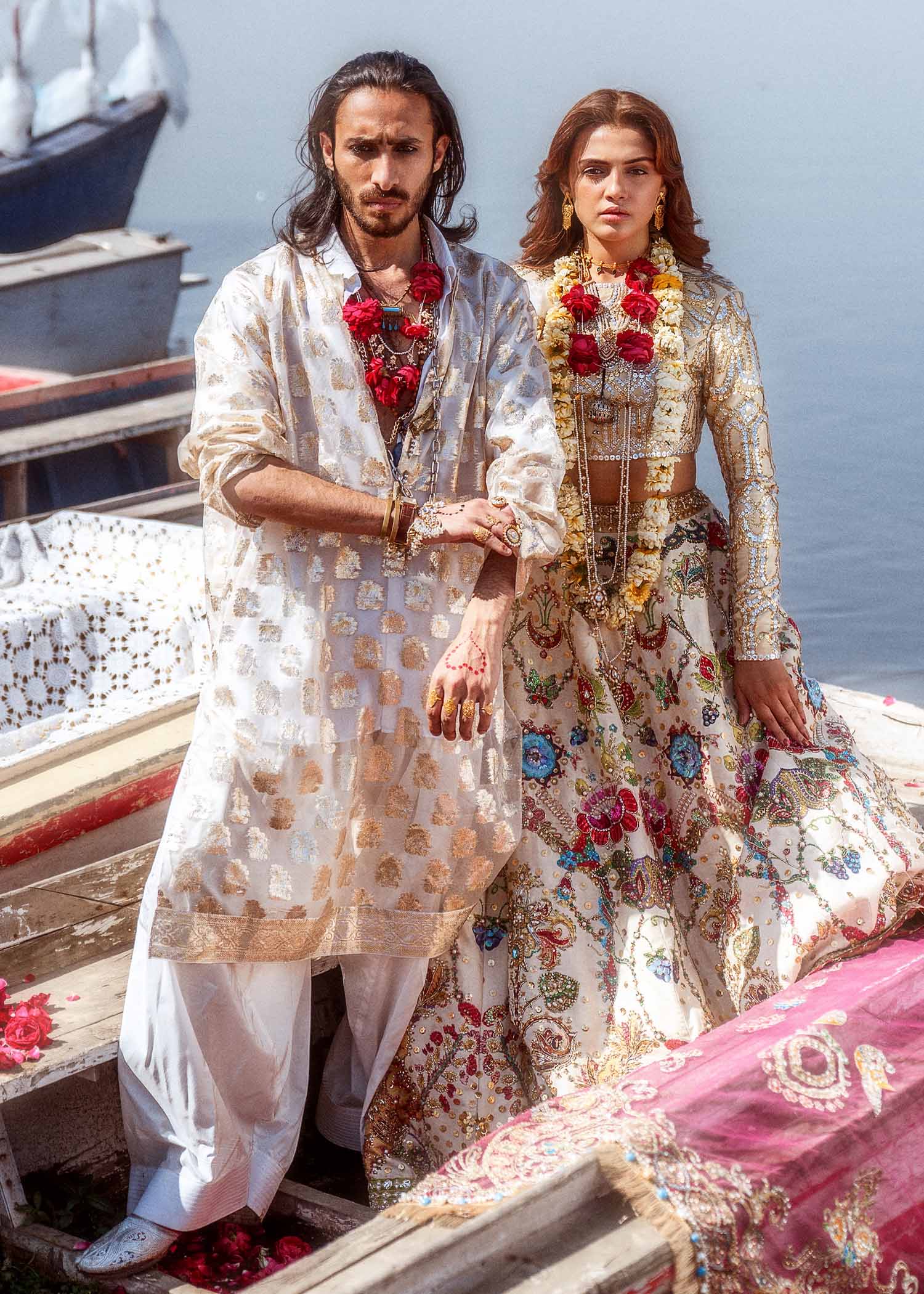 Ivory Embroidered Silk Lehenga Choli (3-Piece) - Image 2