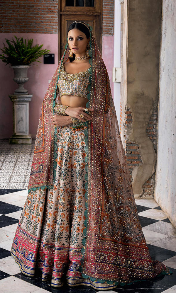 Pakistani Ivory Embellished Silk-Blend Lehenga (3-Piece) - Image 7