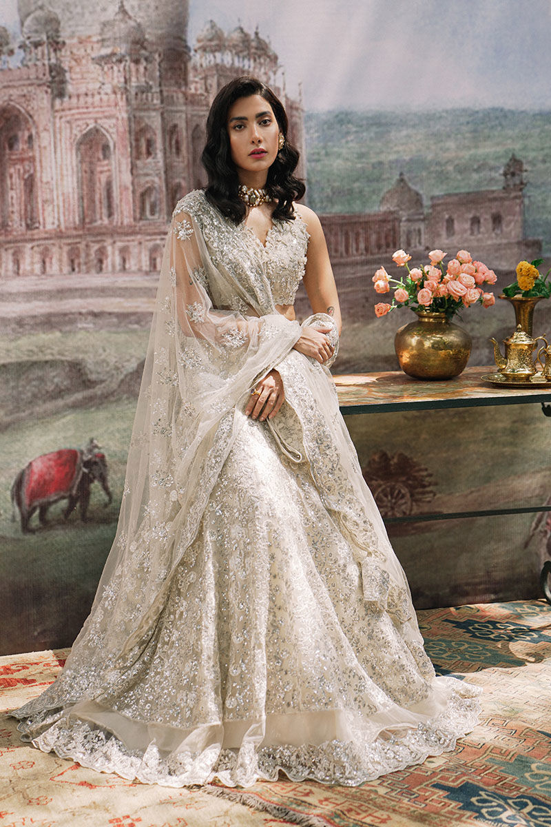 Dusky Ivory Embellished Silk Lehenga (3-Piece) - Image 1