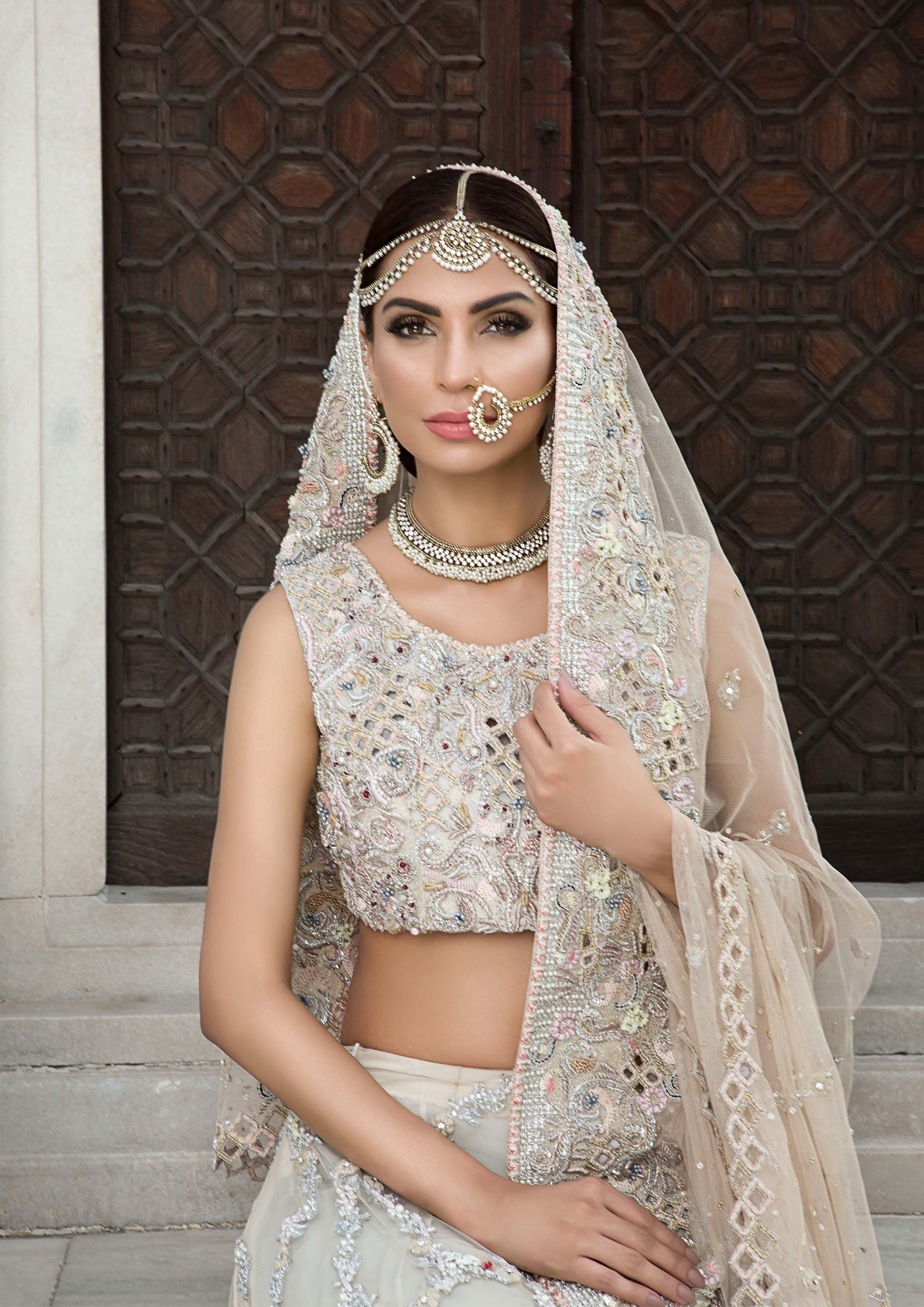 Ivory Embellished Silk Lehenga Choli (3-Piece) - Image 1