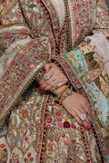 Pakistani Ivory Zardozi Silk Lehenga with Peplum Jacket (3-Piece) - Image 3