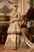 Pakistani Ivory Zardozi Silk Lehenga with Peplum Jacket (3-Piece) - Image 8