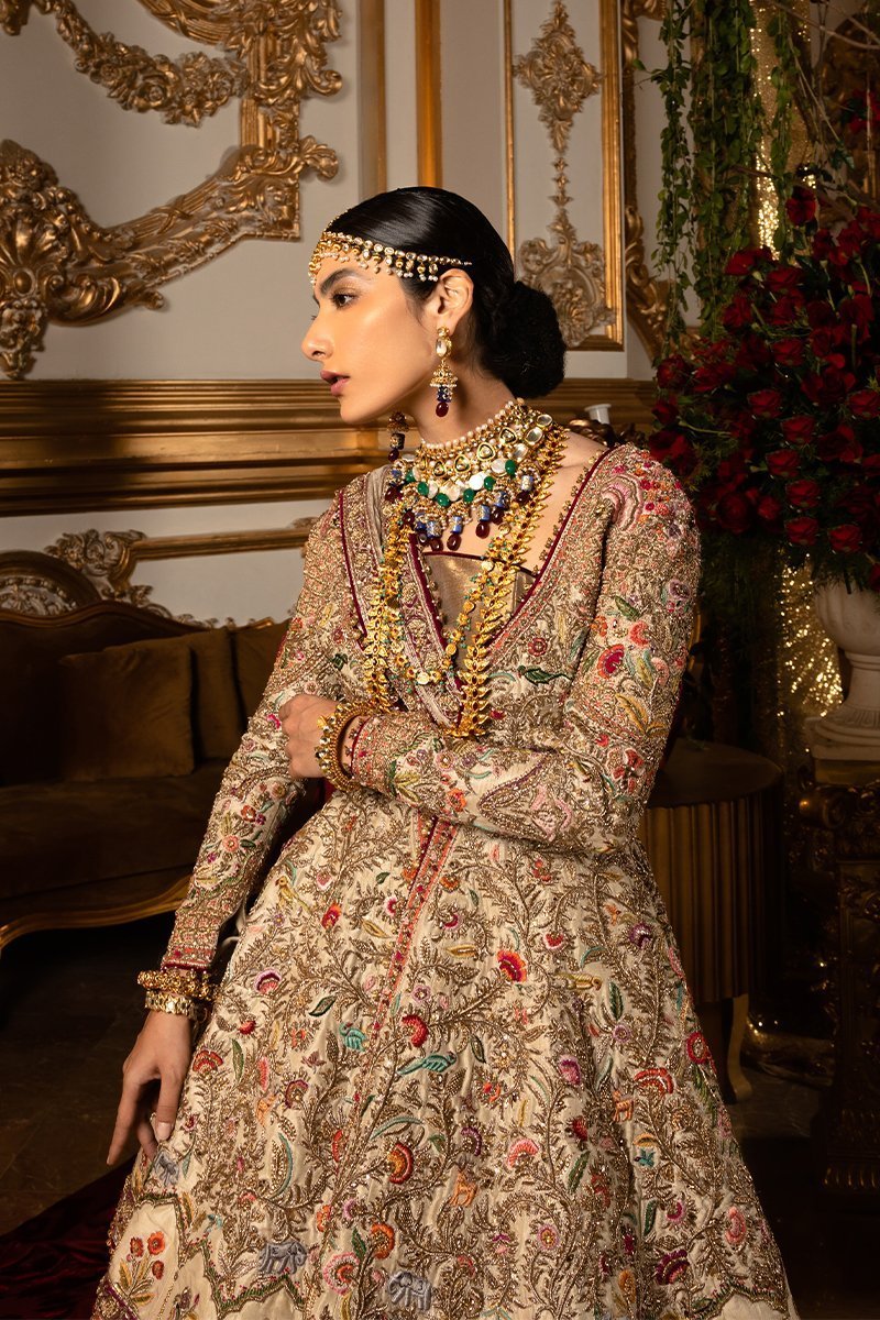 Ivory Zardozi Silk Lehenga with Peplum Jacket (3-Piece) - Image 12