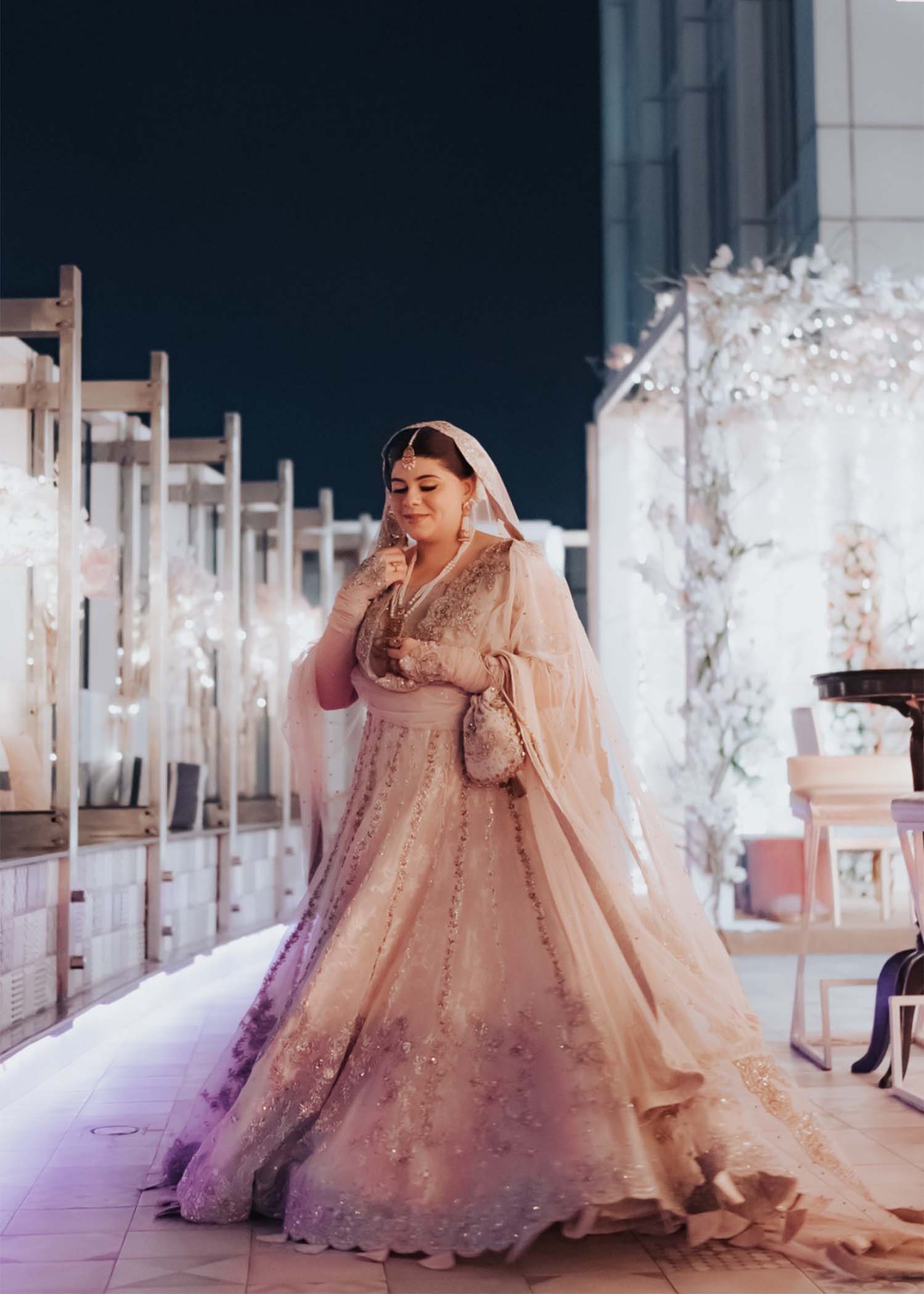 Ivory Silver Embellished Silk Organza Bridal Lehenga (3-Piece) - Image 6