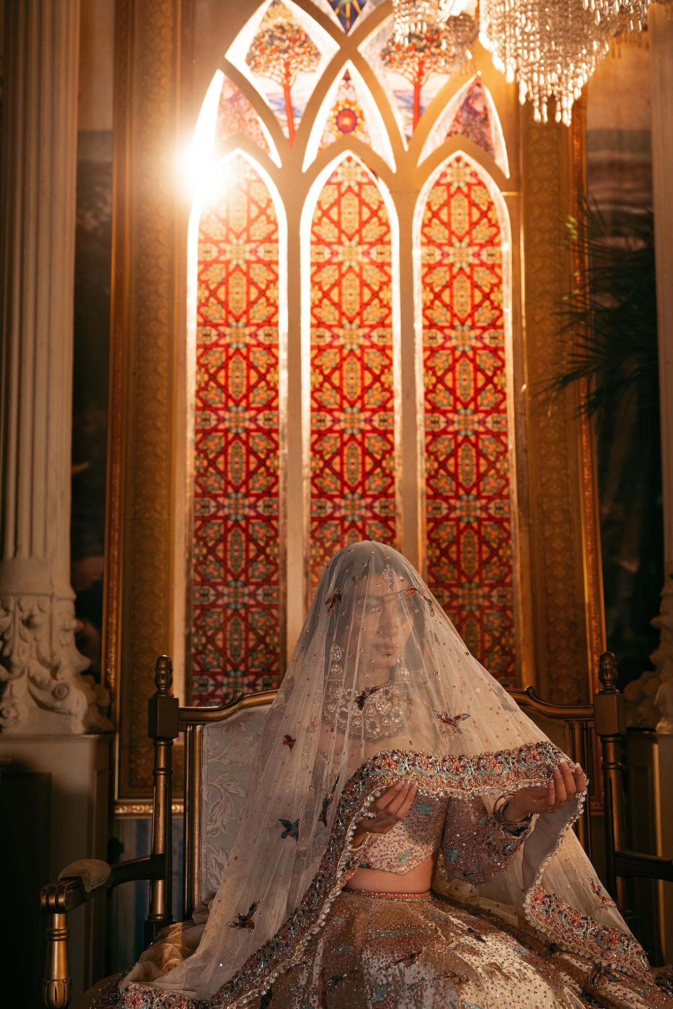 Pakistani Goshi Resham Zardozi Tissue & Net Bridal Lehenga Choli (3-Piece) - Image 4