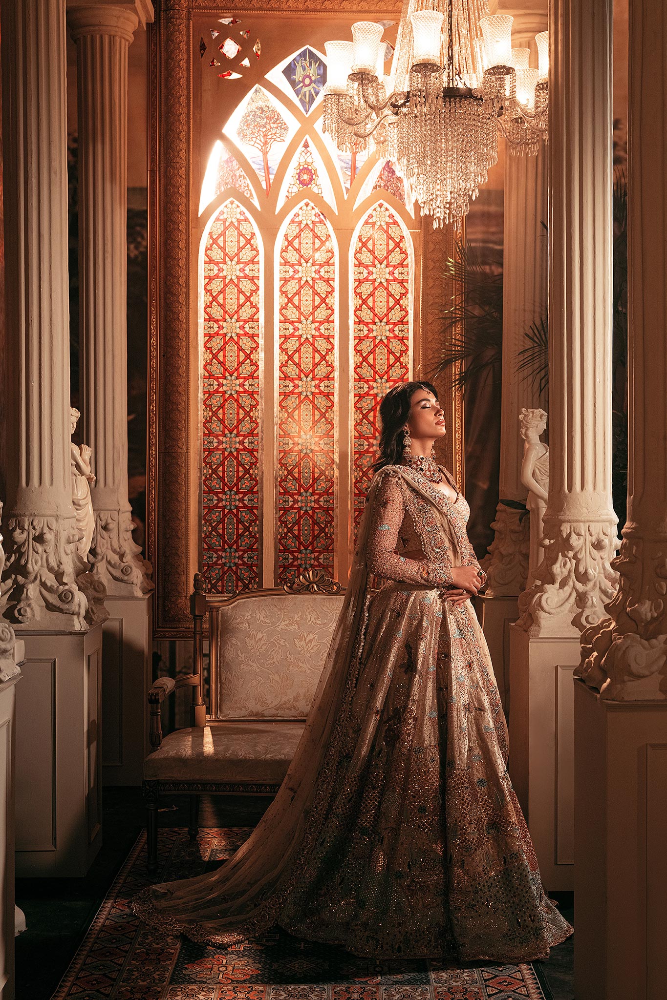 Pakistani Goshi Resham Zardozi Tissue & Net Bridal Lehenga Choli (3-Piece) - Image 8