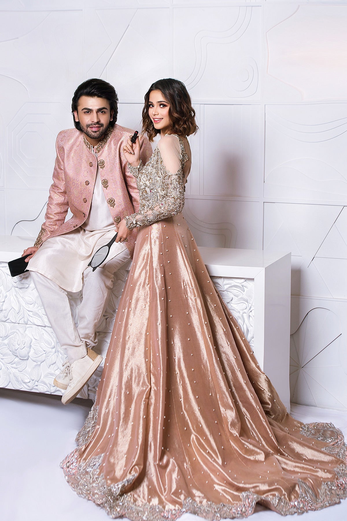 Ivory Swarovski Zardozi Net Blouse & Tissue Farshi Lehnga (2-Piece) - Image 4