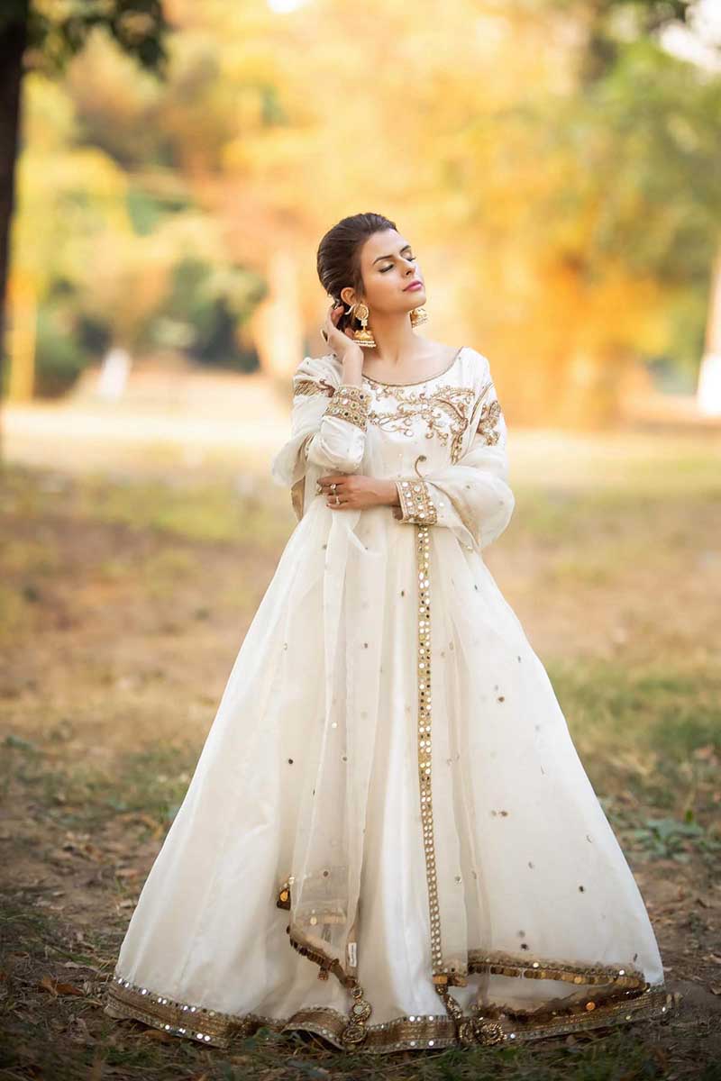 Pakistani Ivory Dabka Zari Organza Maxi (2-Piece) - Image 4