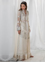 Pakistani Ivory Embellished Organza Jacket Maxi Dress (2-Piece) - Image 3