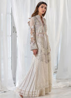 Pakistani Ivory Embellished Organza Jacket Maxi Dress (2-Piece) - Image 4