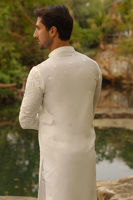 Off White Chikankari Cotton Net Kurta (2-Piece) - Image 5