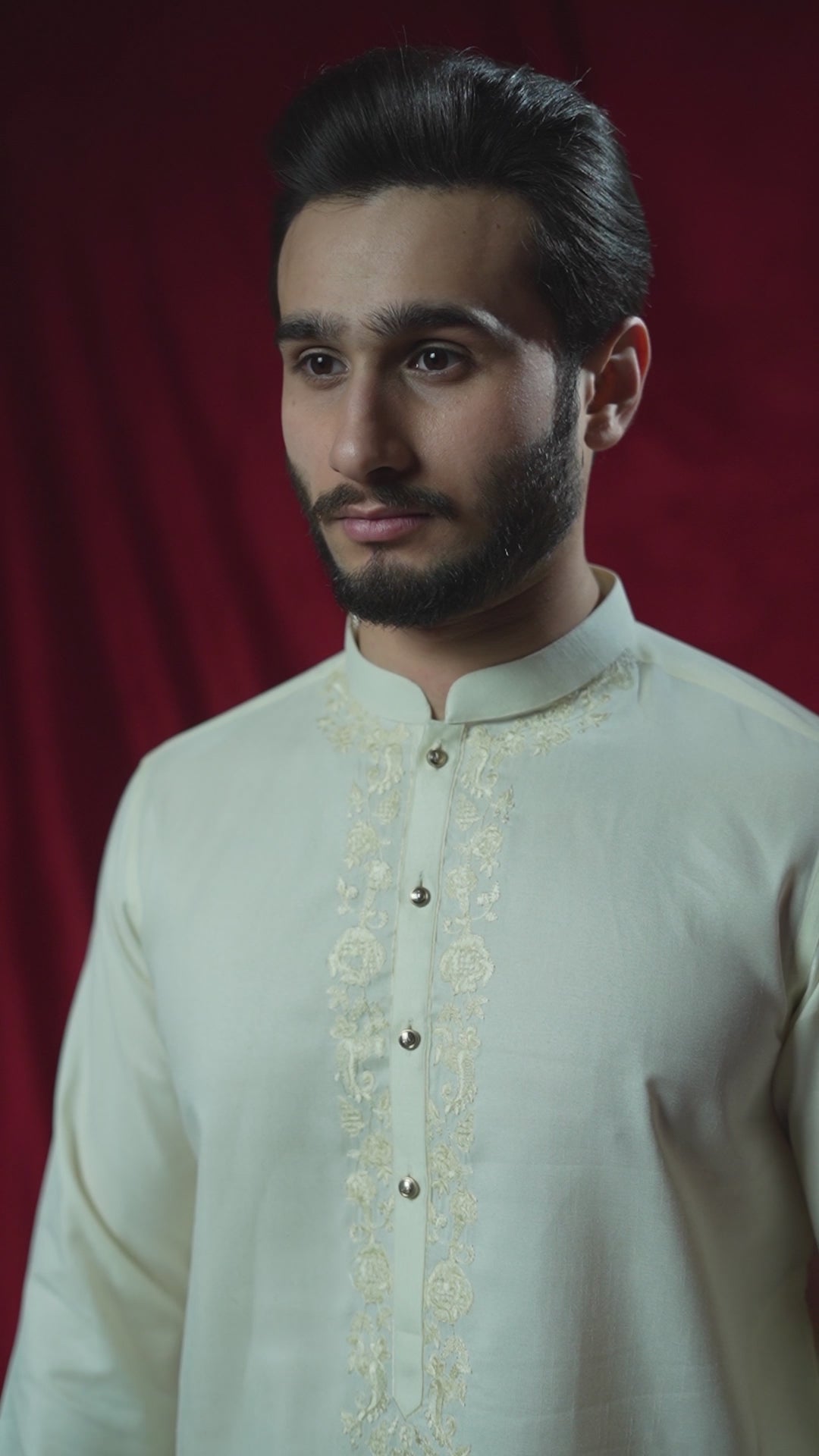 Off-White Embroidered Brocade Kurta Set (2-Piece) - Image 10