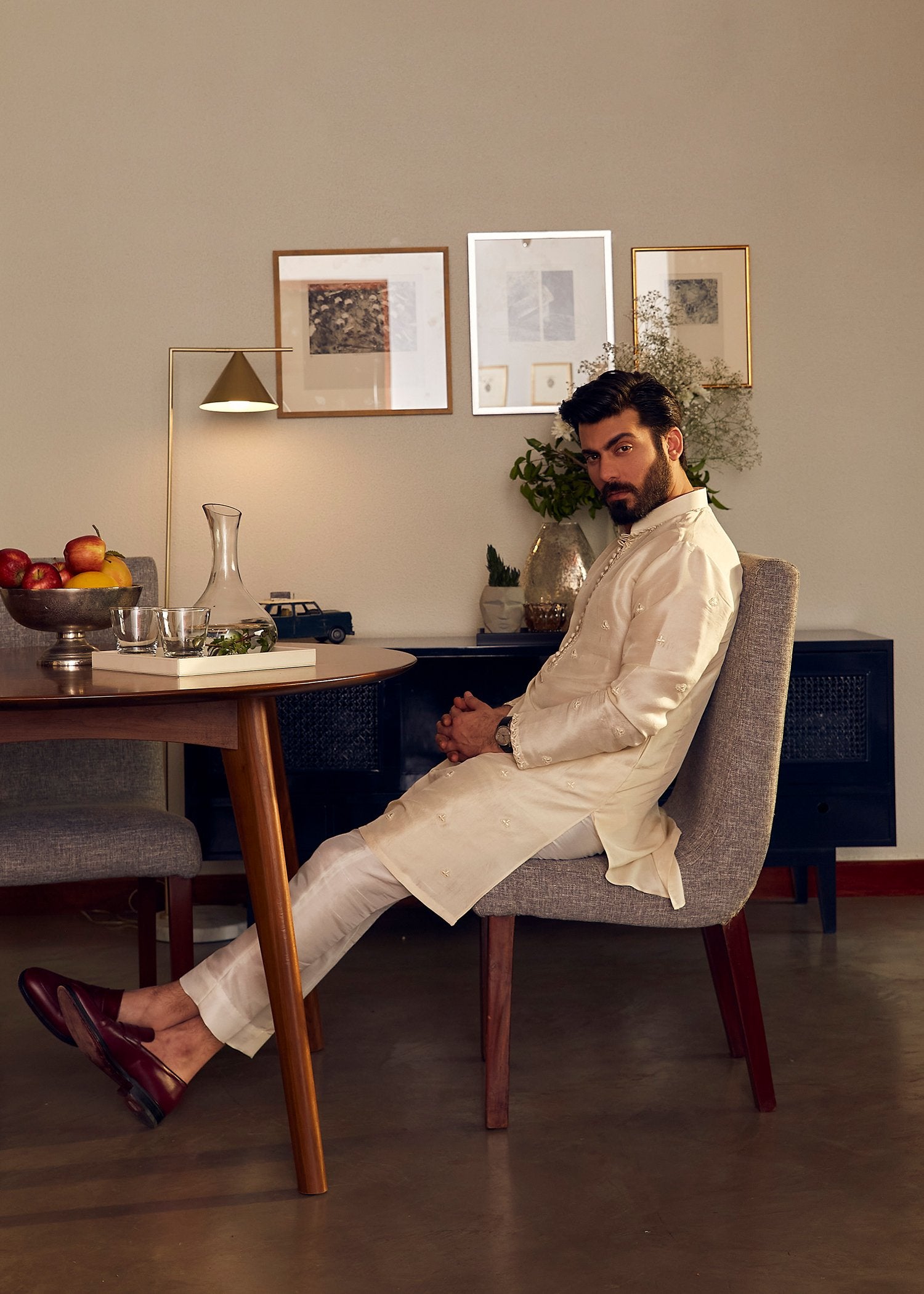 Ivory Embroidered Korean Rawsilk Kurta (2-Piece) - Image 3