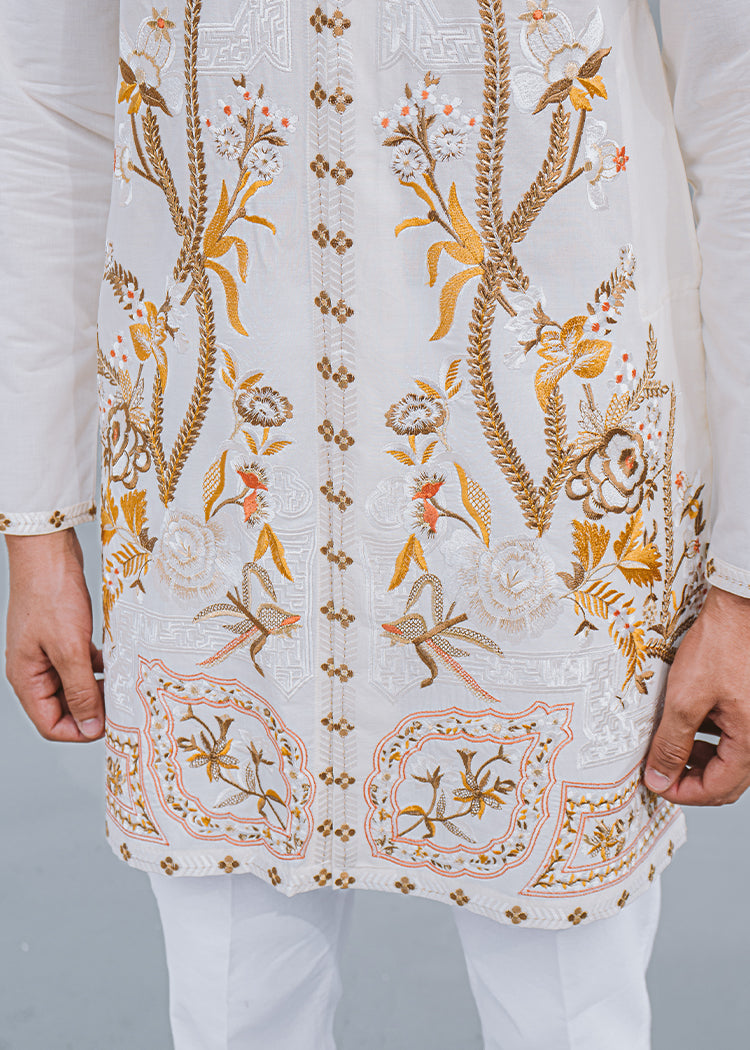 Ivory Embroidered Luxury Lawn Kurta (2-Piece) - Image 2