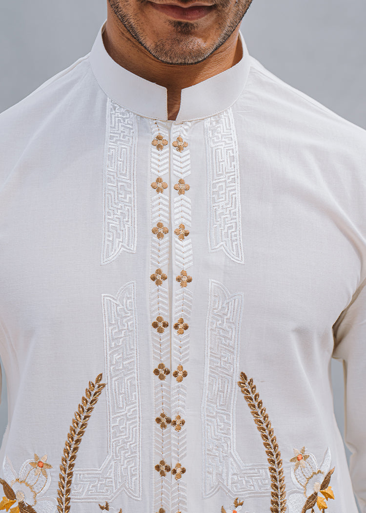 Ivory Embroidered Luxury Lawn Kurta (2-Piece) - Image 3