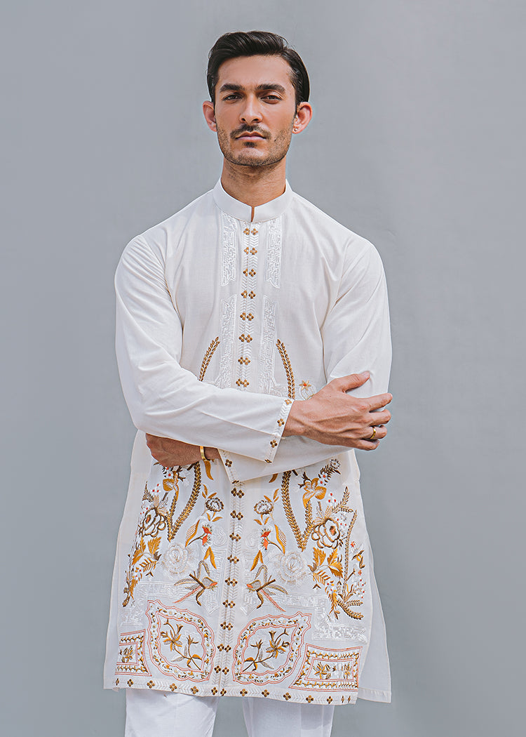 Ivory Embroidered Luxury Lawn Kurta (2-Piece) - Image 4