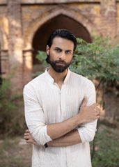 Ivory Multi-Embroidered Pure Fabric Kurta (2-Piece) - Image 4