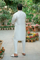 Ivory Embroidered Raw Silk Kurta (2-Piece) - Image 8