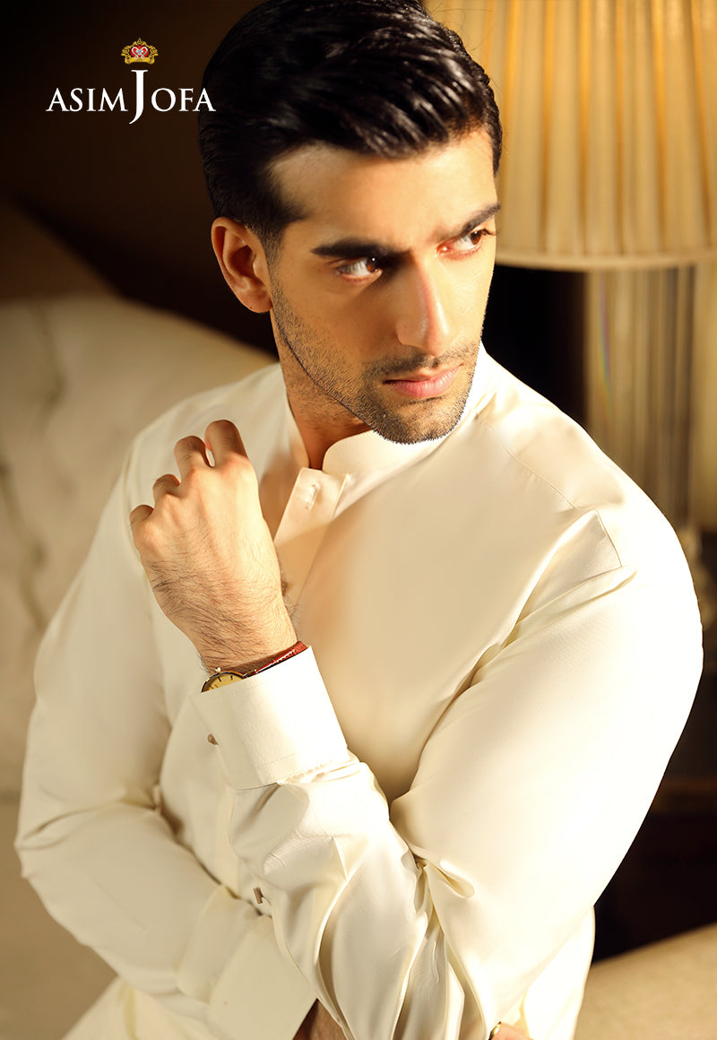 Off White Blended Fabric Kurta Shalwar (2-Piece) - Image 4