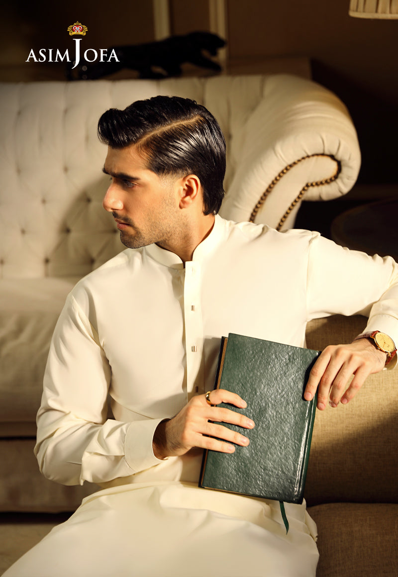 Off White Blended Fabric Kurta Shalwar (2-Piece) - Image 6