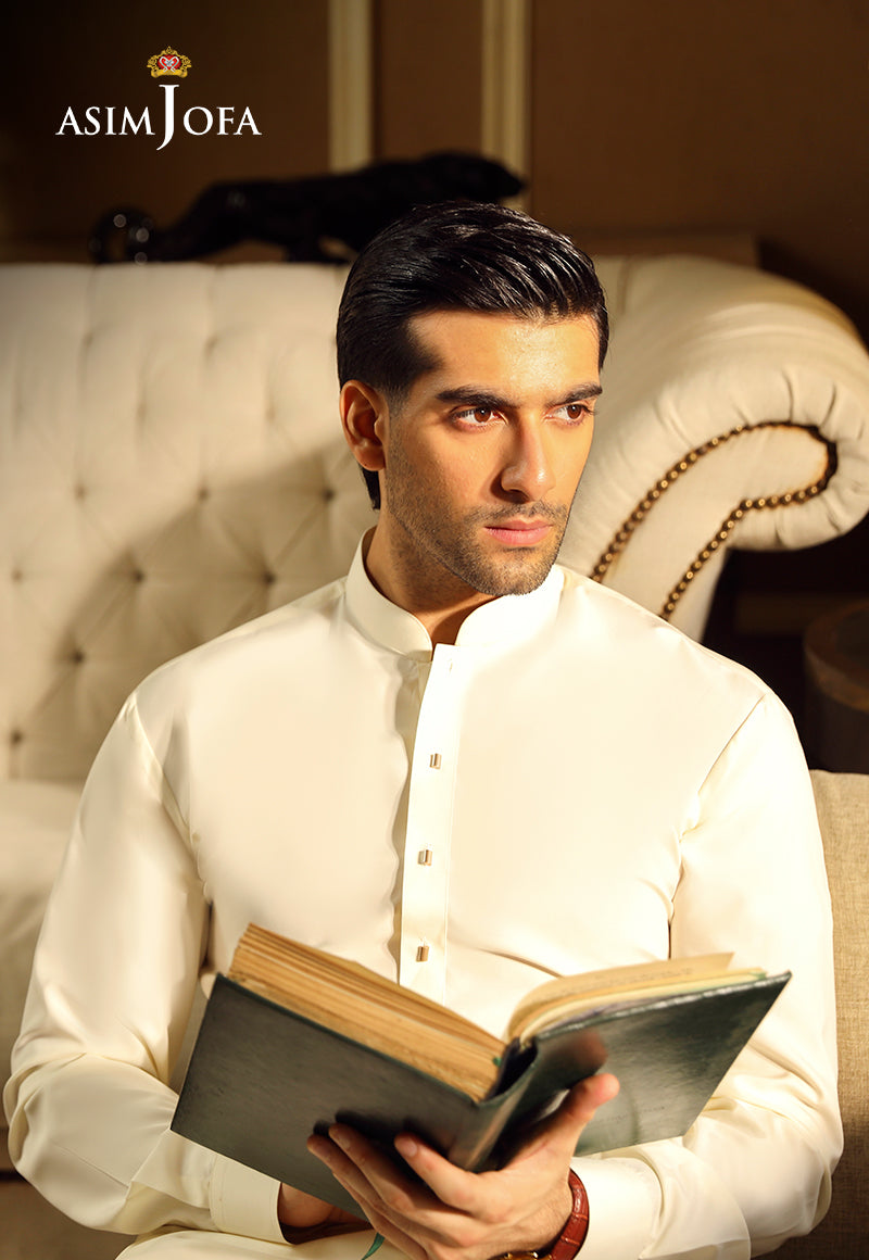 Off White Blended Fabric Kurta Shalwar (2-Piece) - Image 8