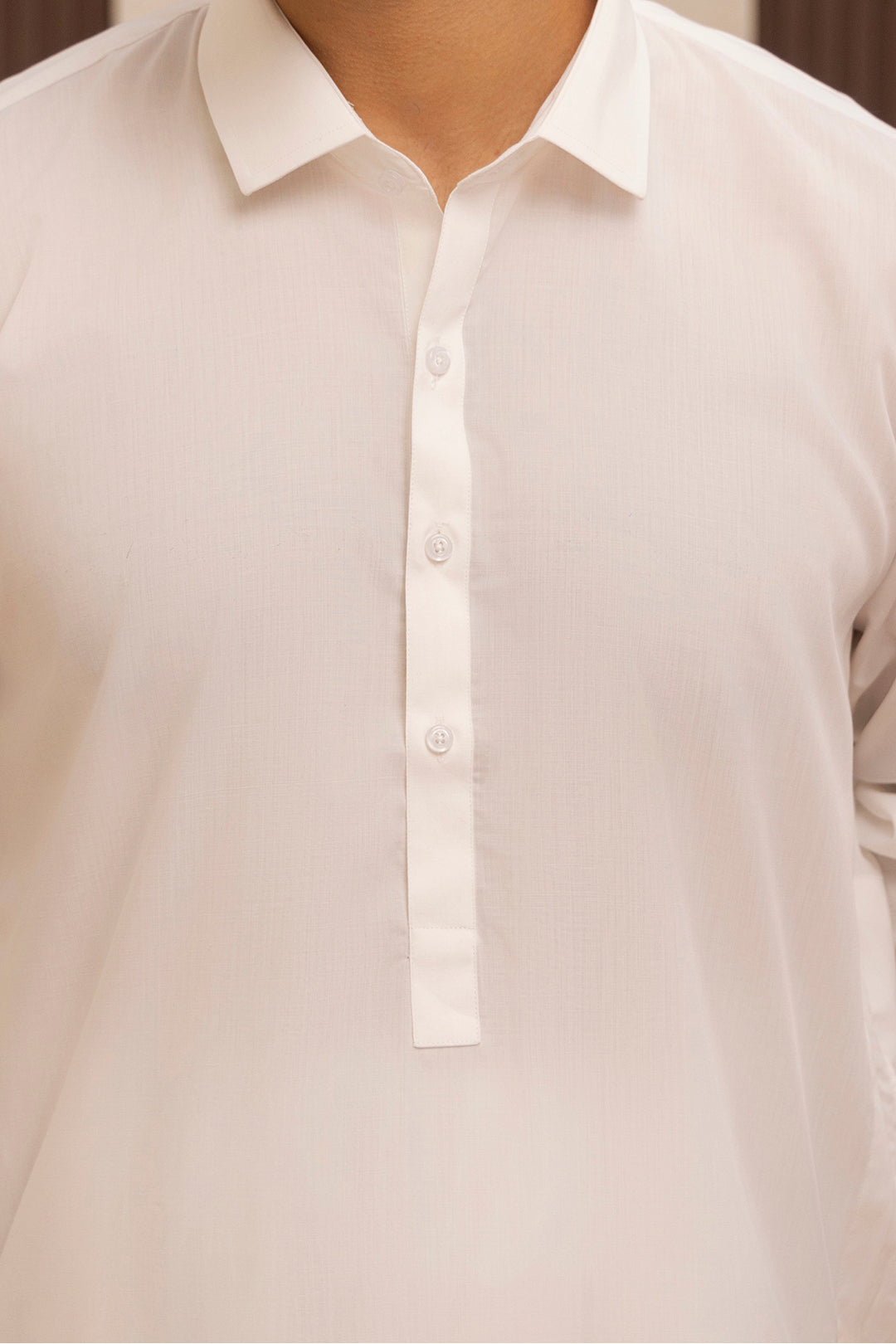 Off-White Blended Fabric Shalwar Kameez (2-Piece) - Image 3