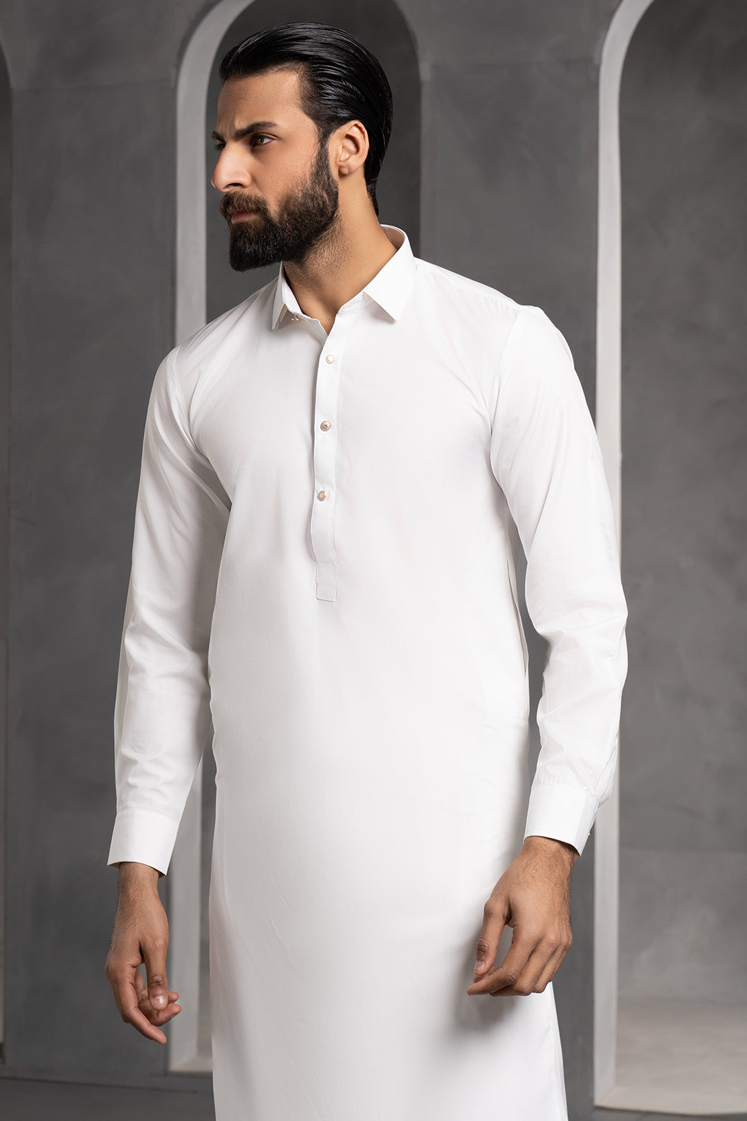 Off-White Blended Fabric Shalwar Kameez (2-Piece) - Image 5