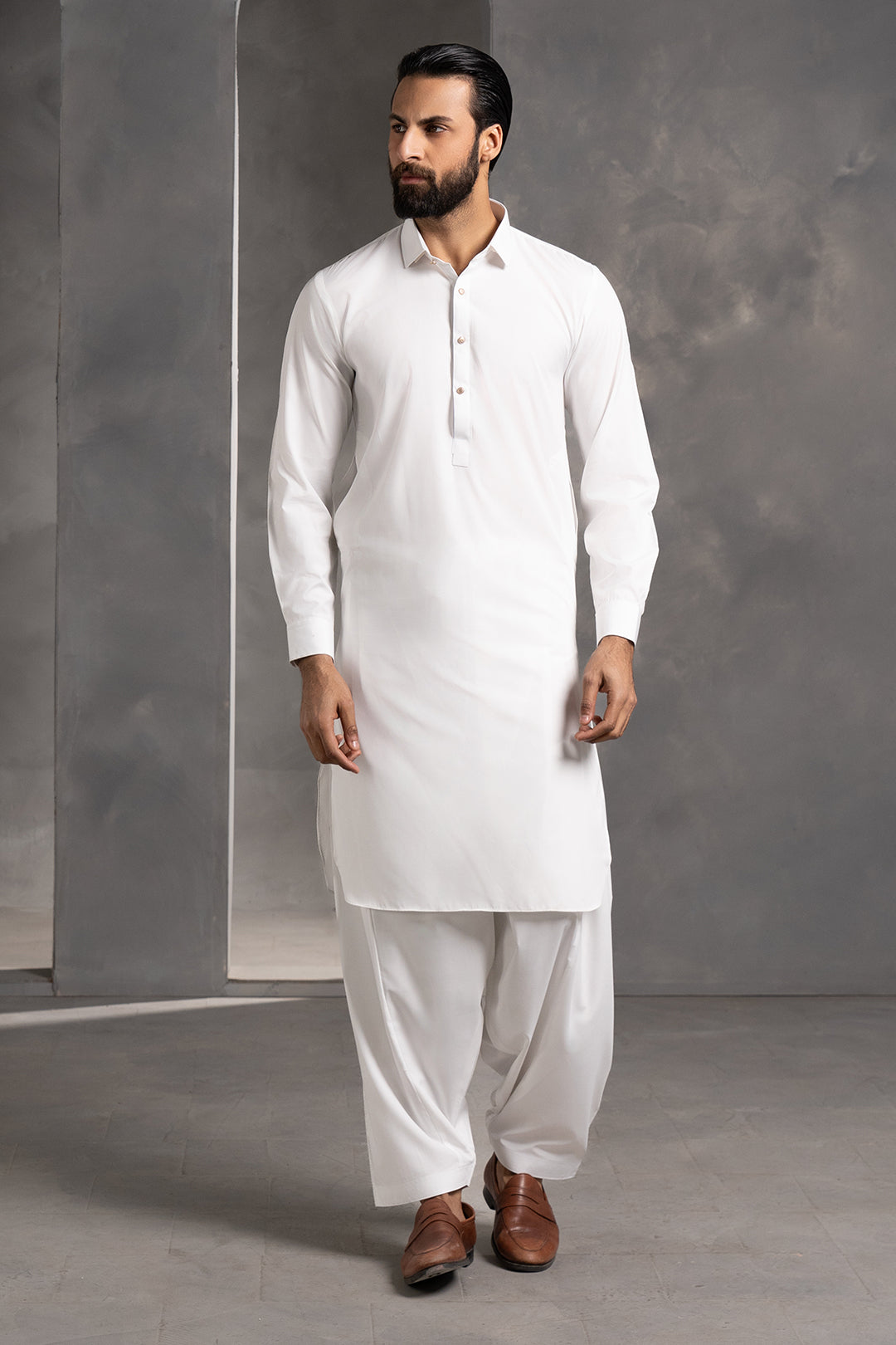 Off-White Blended Fabric Shalwar Kameez (2-Piece) - Image 6
