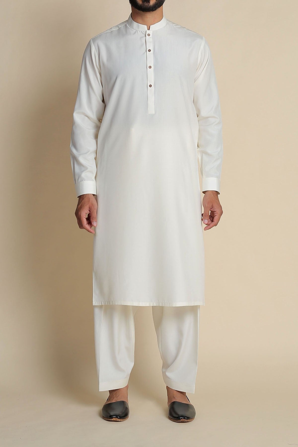 Off-White Boski Traditional Kameez Shalwar (2-Piece) - Image 2