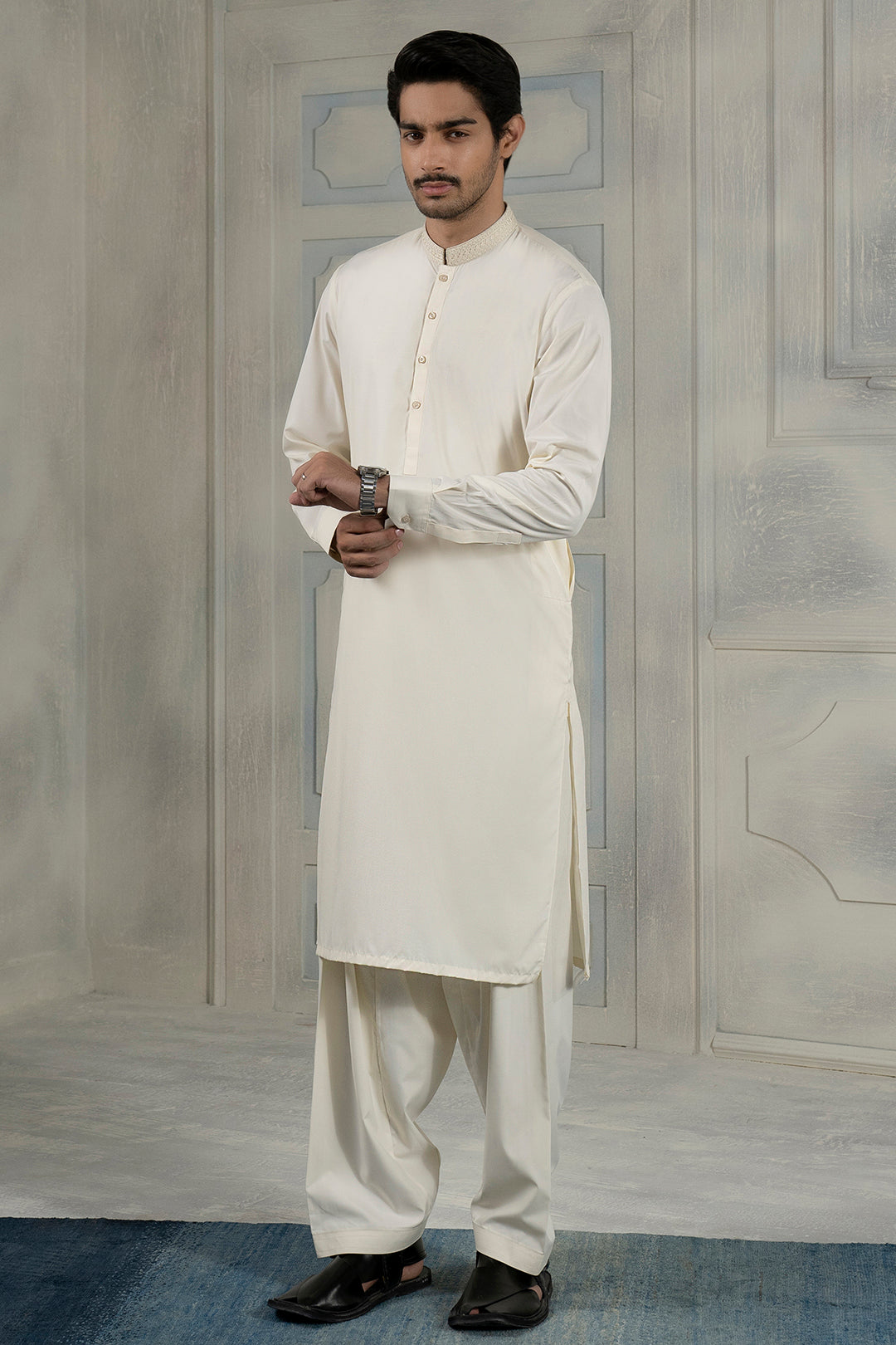 Off-White Bosky Shalwar Kameez (2-Piece) - Image 9