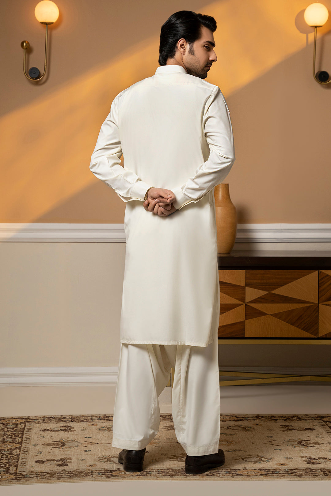 Off-White Bosky Fabric Shalwar Kameez (2-Piece) - Image 11