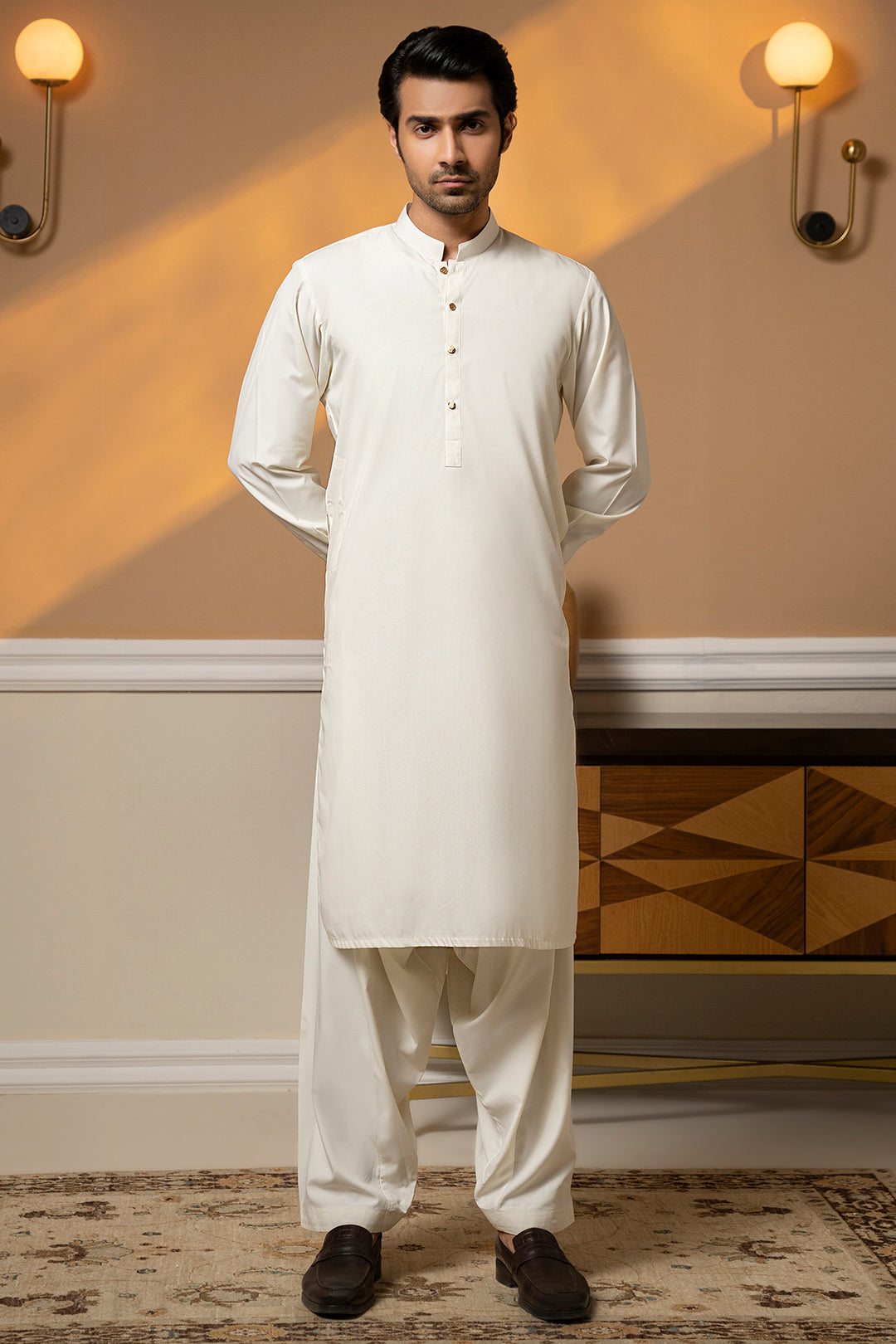 Off-White Bosky Fabric Shalwar Kameez (2-Piece) - Image 12
