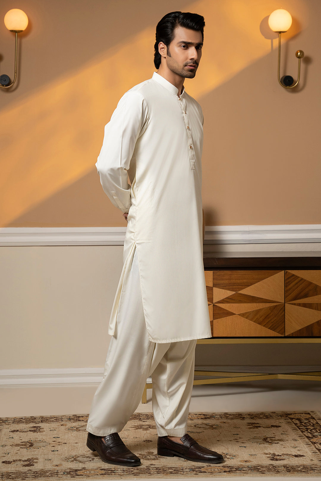 Off-White Bosky Fabric Shalwar Kameez (2-Piece) - Image 15