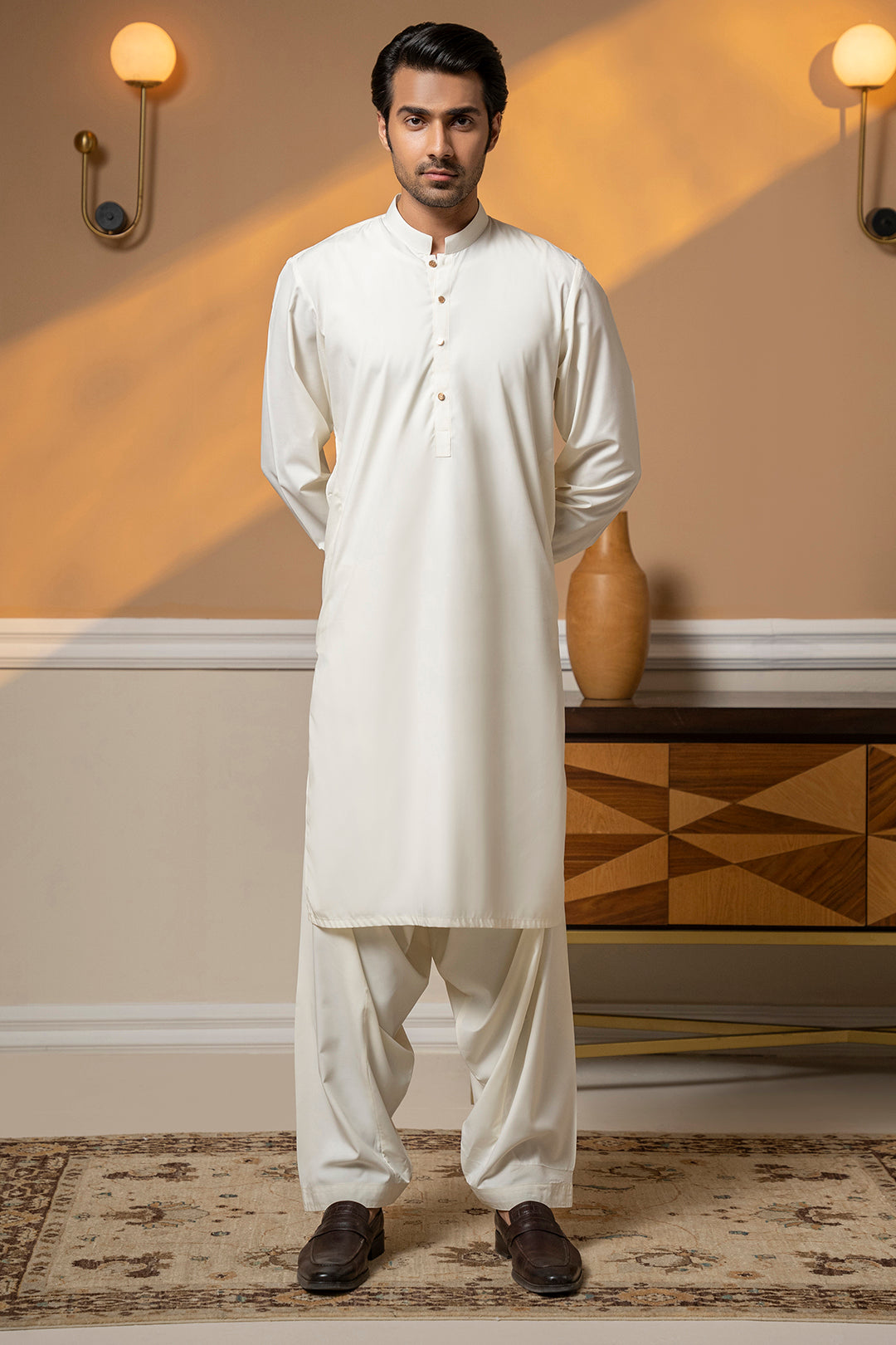 Off-White Bosky Fabric Shalwar Kameez (2-Piece) - Image 18
