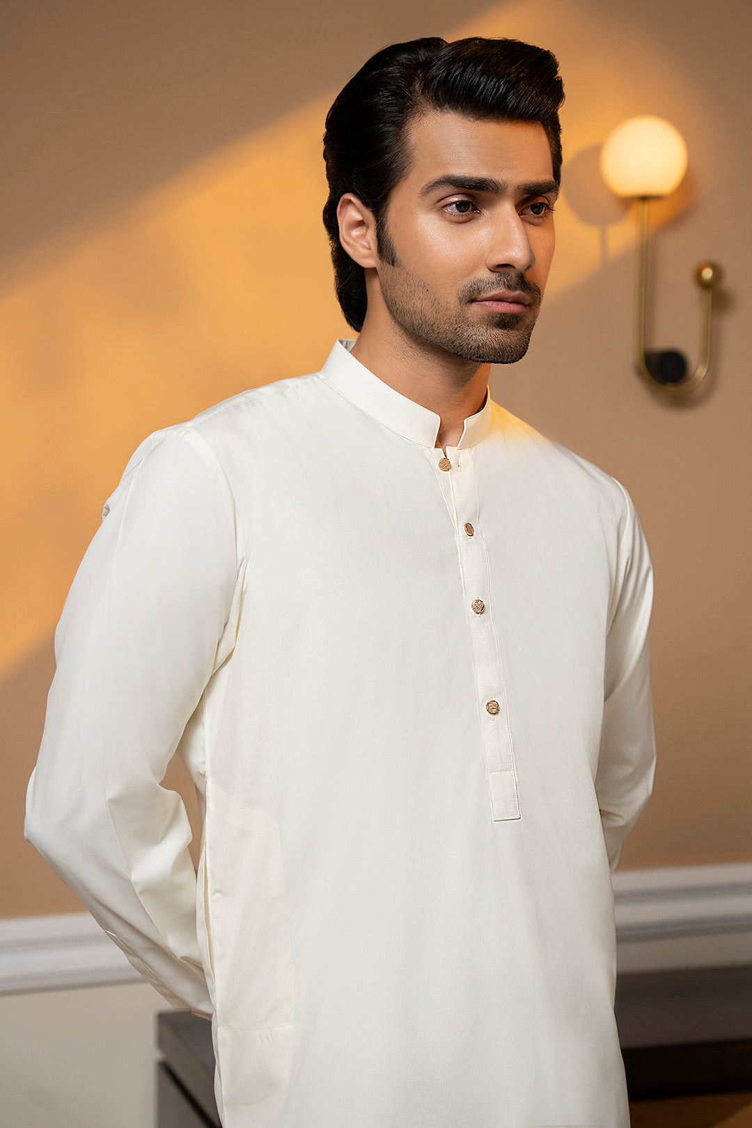Off-White Bosky Fabric Shalwar Kameez (2-Piece) - Image 7