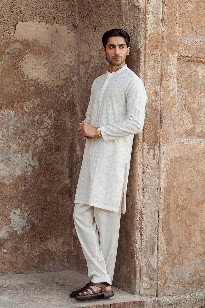 Ivory White Chikankari Cotton Shalwar Kameez (2-Piece) - Image 4