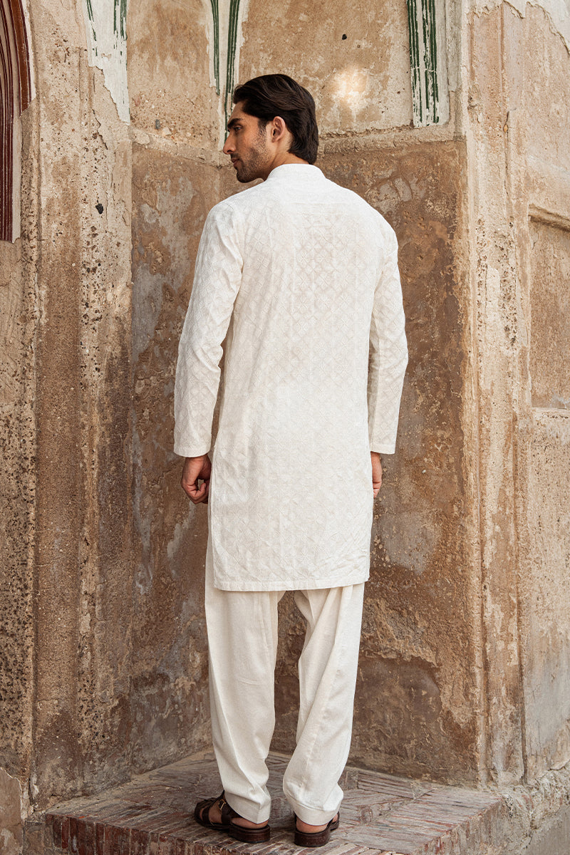 Ivory White Chikankari Cotton Shalwar Kameez (2-Piece) - Image 5