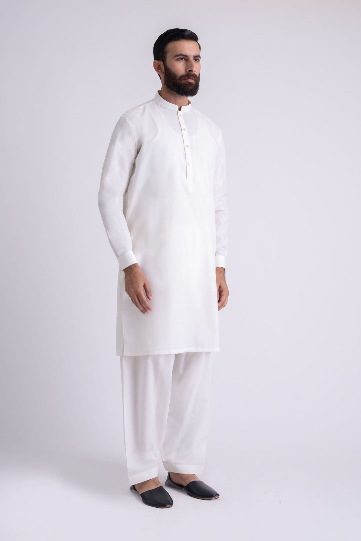Off-White Crystal Karandi Shalwar Kameez (2-Piece) - Image 1