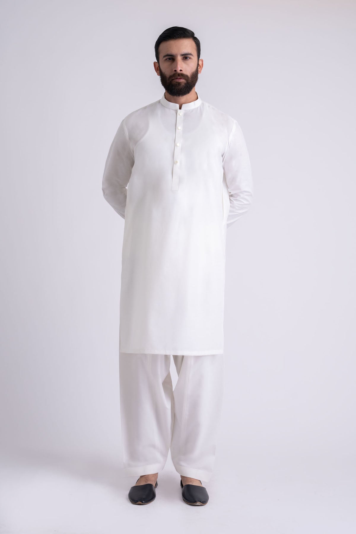 Off-White Crystal Karandi Shalwar Kameez (2-Piece) - Image 2