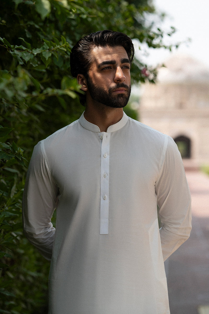 Off-White Egyptian Cotton Shalwar Kameez (2-Piece) - Image 1