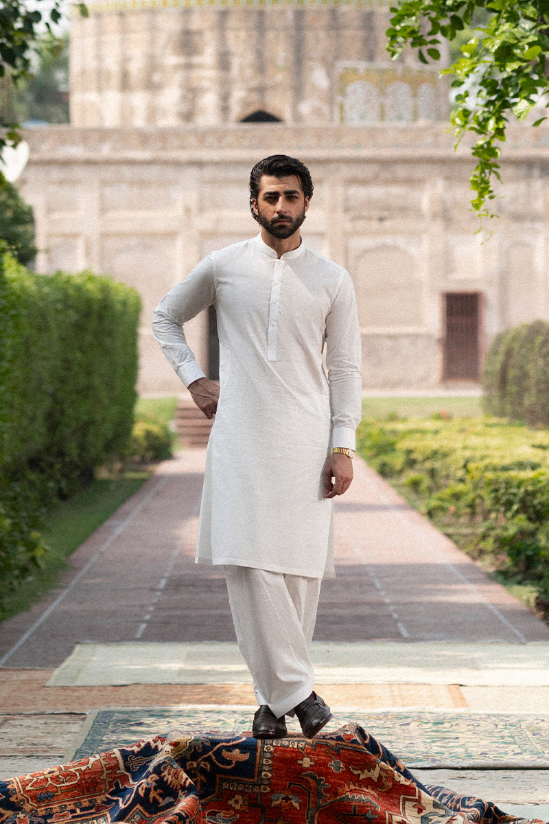 Off-White Egyptian Cotton Shalwar Kameez (2-Piece) - Image 2
