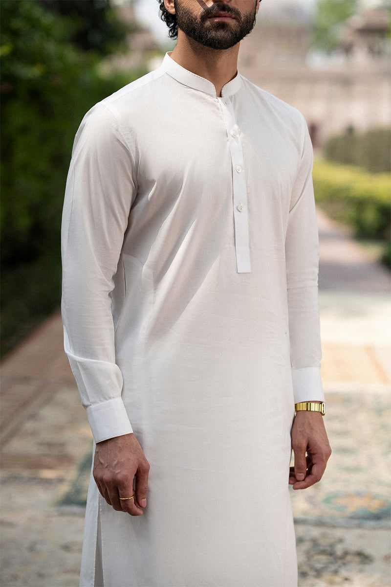 Off-White Egyptian Cotton Shalwar Kameez (2-Piece) - Image 3